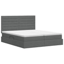 Opbevaringsseng med hovedgærde Mørkegrå 200 x 200 cm Stof