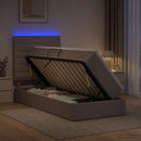LED opbevarings seng med madras Gråbrun 90 x 200 cm Stof