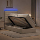 LED opbevarings seng med madras Cremefarvet 90 x 190 cm Stof