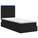 LED opbevarings seng med madras Sort 90 x 200 cm Stof