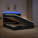 LED opbevarings seng med madras Sort 160 x 200 cm Stof