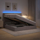 LED opbevarings seng med madras Gråbrun 180 x 200 cm Stof