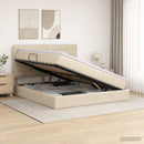 Seng med opbevaring og madras Cremefarvet 140 x 200 cm Stof