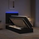 LED opbevarings seng med madras Sort 100 x 200 cm Stof