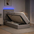 LED opbevarings seng med madras Gråbrun 90 x 200 cm Stof