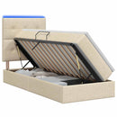 LED opbevarings seng med madras Cremefarvet 100 x 200 cm Stof