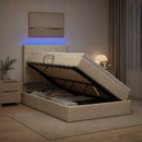 LED opbevarings seng med madras Cremefarvet 120 x 200 cm Stof