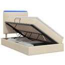 LED opbevarings seng med madras Cremefarvet 120 x 200 cm Stof