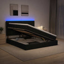 LED opbevarings seng med madras Sort 140 x 190 cm Stof