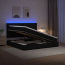 LED opbevarings seng med madras Sort 200 x 200 cm Stof