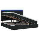LED opbevarings seng med madras Sort 200 x 200 cm Stof