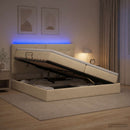 LED opbevarings seng med madras Cremefarvet 200 x 200 cm Stof