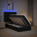 LED opbevarings seng med madras Sort 90 x 200 cm Stof