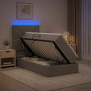 LED opbevarings seng med madras Gråbrun 90 x 200 cm Stof