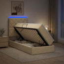 LED opbevarings seng med madras Cremefarvet 100 x 200 cm Stof