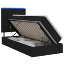 LED opbevarings seng med madras Sort 90 x 200 cm Stof