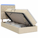 LED opbevarings seng med madras Cremefarvet 90 x 200 cm Stof