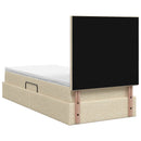LED opbevarings seng med madras Cremefarvet 90 x 200 cm Stof