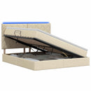 LED opbevarings seng med madras Cremefarvet 180 x 200 cm Stof