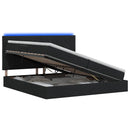 LED opbevarings seng med madras Sort 200 x 200 cm Stof