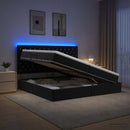 LED opbevarings seng med madras Sort 200 x 200 cm Fløjl