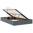 LED opbevarings seng med madras Mørkegrå 120 x 200 cm Fløjl