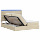 LED opbevarings seng med madras Cremefarvet 200 x 200 cm Stof