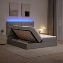 LED opbevarings seng med madras Gråbrun 200 x 200 cm Stof