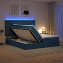 LED opbevarings seng med madras Blå 180 x 200 cm Stof