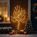LED-juletræ til væg 150 cm 140 LED'er Varm hvid Stål Sort