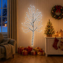 LED-juletræ til væg 150 cm 140 LED'er Kold hvid Stål Sort