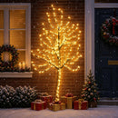 LED-juletræ til væg 180 cm 200 LED'er Varm hvid Stål Sort