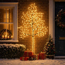 LED-juletræ til væg 210 cm 312 LED'er Varm hvid Stål Sort