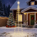 LED-keglejuletræ 180 cm 250 LED'er Varm hvid Stål Hvid