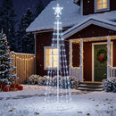 LED-keglejuletræ 180 cm 250 LED'er Kold hvid Stål Hvid