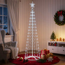 LED-keglejuletræ 180 cm 250 LED'er Kold hvid Stål Hvid
