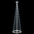 LED-keglejuletræ 180 cm 250 LED'er Kold hvid Stål Hvid