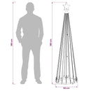 LED-keglejuletræ 180 cm 250 LED'er Kold hvid Stål Hvid