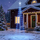 LED-keglejuletræ 180 cm 250 LED'er Blå Stål Hvid