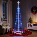 LED-keglejuletræ 180 cm 250 LED'er Blå Stål Hvid