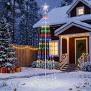 LED-keglejuletræ 180 cm 250 LED'er Flerfarvet Stål Hvid