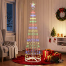 LED-keglejuletræ 180 cm 250 LED'er Flerfarvet Stål Hvid