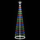 LED-keglejuletræ 180 cm 250 LED'er Flerfarvet Stål Hvid