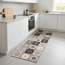 Køkken tæppe Grå og beige mosaik 150 x 45 cm 100% polyamid