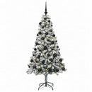 Kunstig juletræ med kugler 150 cm 150 LED'er Varm hvid