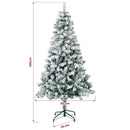 Kunstig juletræ med kugler 150 cm 150 LED'er Varm hvid