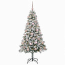 Kunstig juletræ med kugler 150 cm 150 LED'er Varm hvid