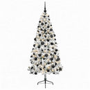 Kunstigt juletræ med julekugle 210 cm 300 LED'er Varm hvid