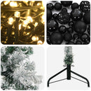 Kunstigt juletræ med julekugle 180 cm 300 LED'er Varm hvid