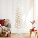 Kunstigt slankt juletræ 120 cm 150 LED'er Varm hvid
